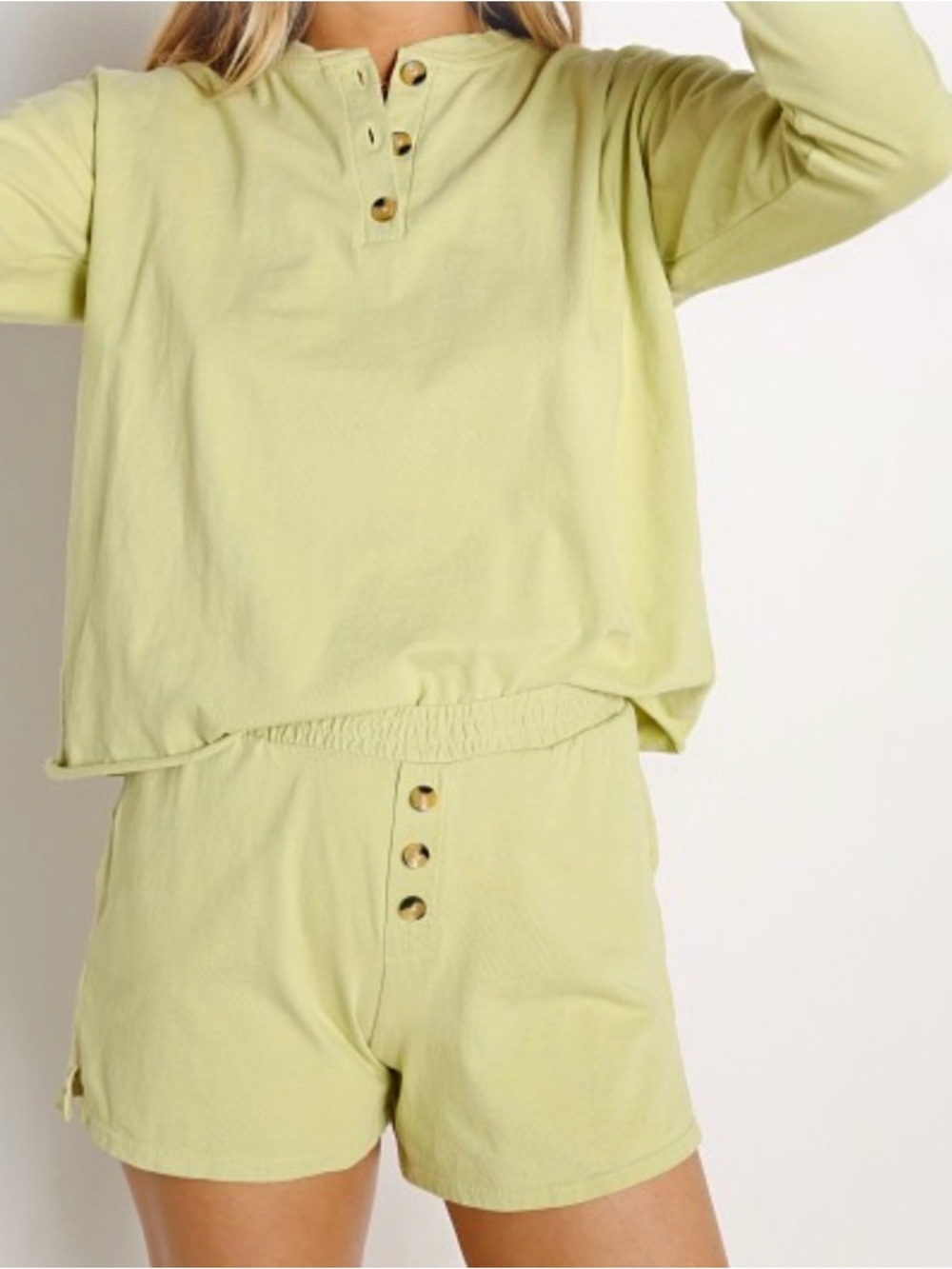 DONNI. Henley shorts Lime Green XXL 100% cotton NEW WITH TAGS NWT